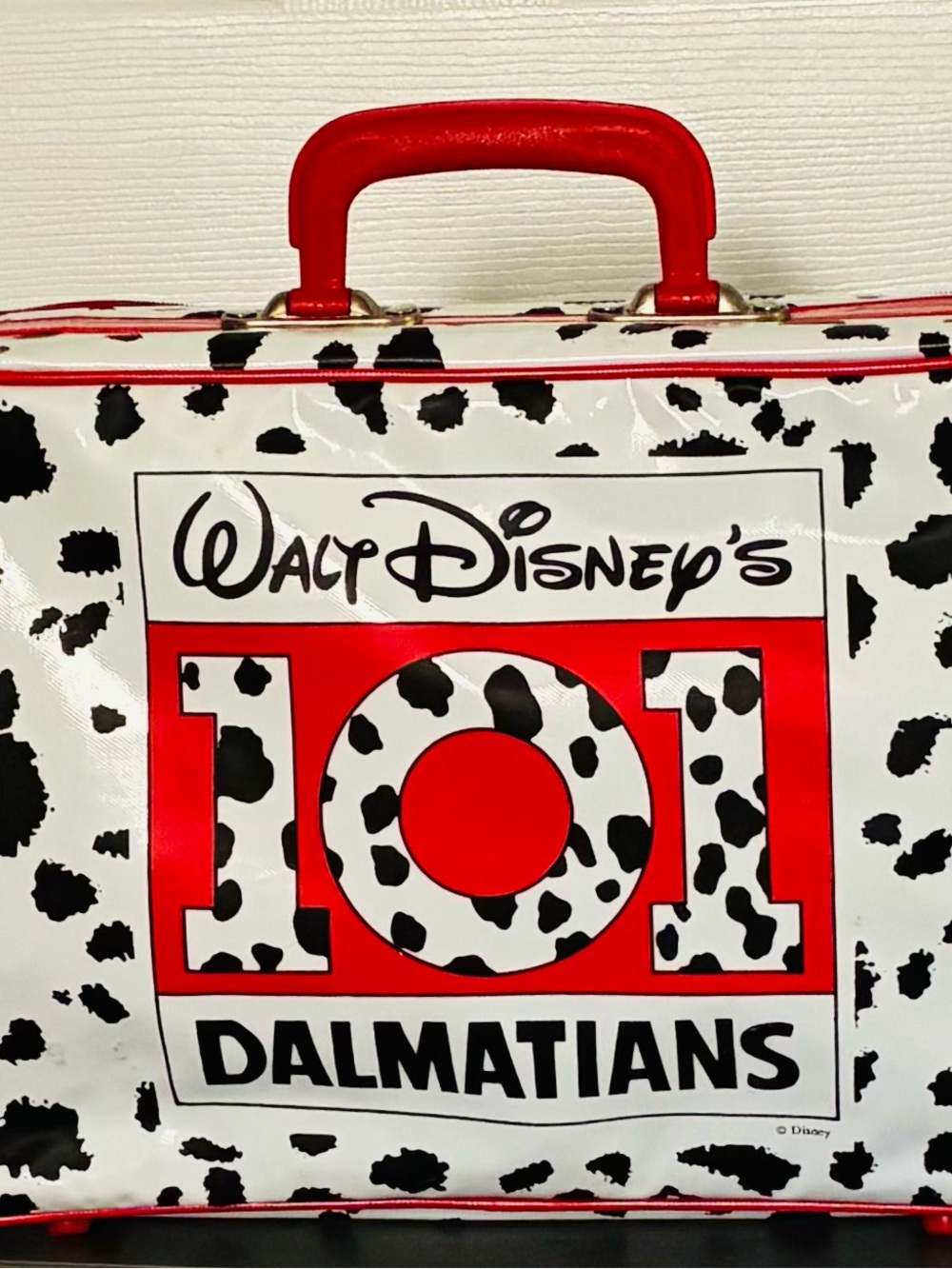 Vintage 1990’s Disney 101 Dalmatians Travel Suitcase Kids Red White 17”x11”x4”